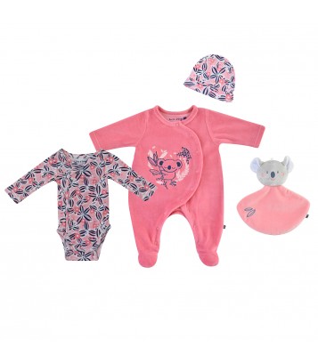 SET NAISSANCE ROSE EUSTACIA - Vêtements, accessoires bébé roses - VÊTEMENT  BÉBÉ : Bébé – Sucre d'Orge